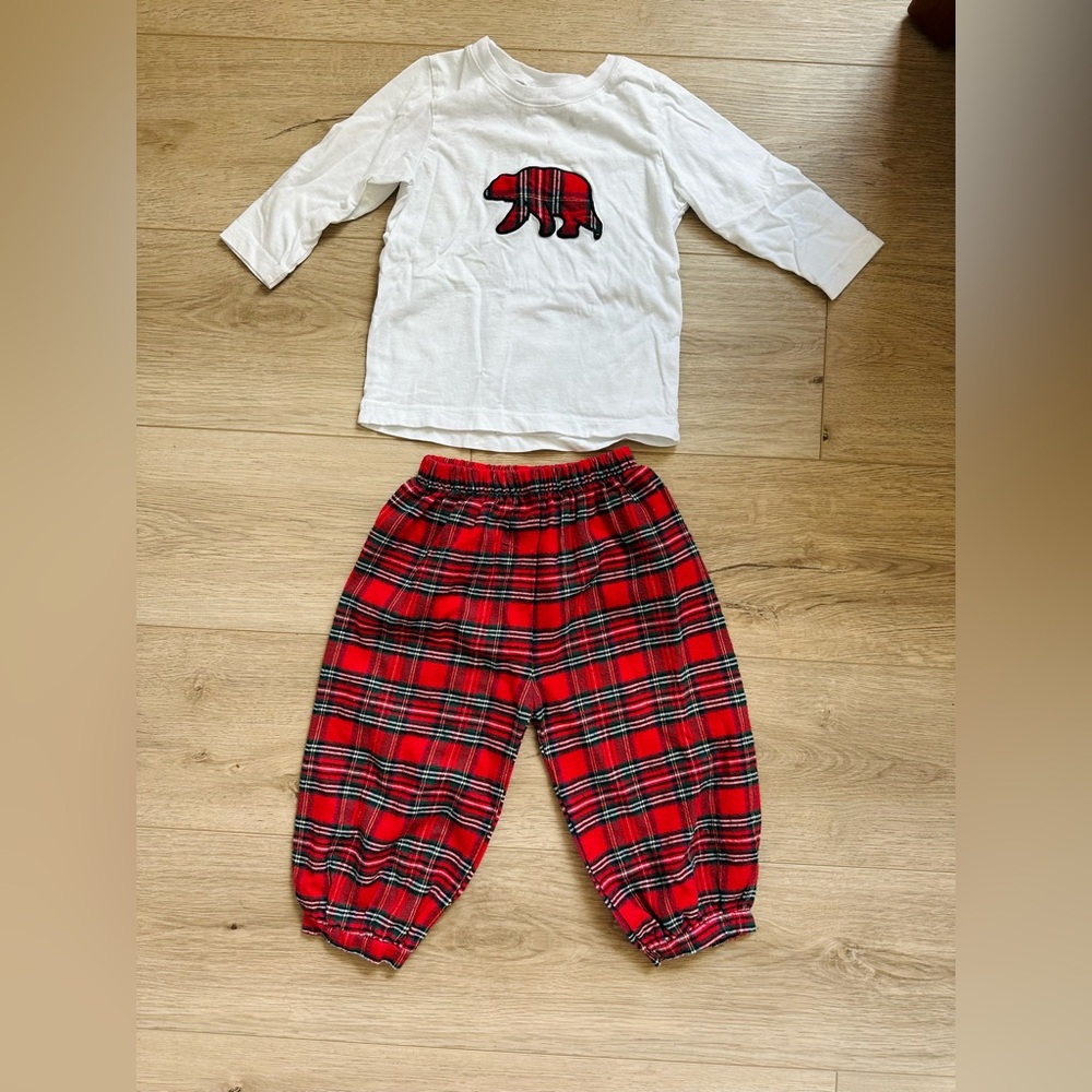 Plaid bear pants set